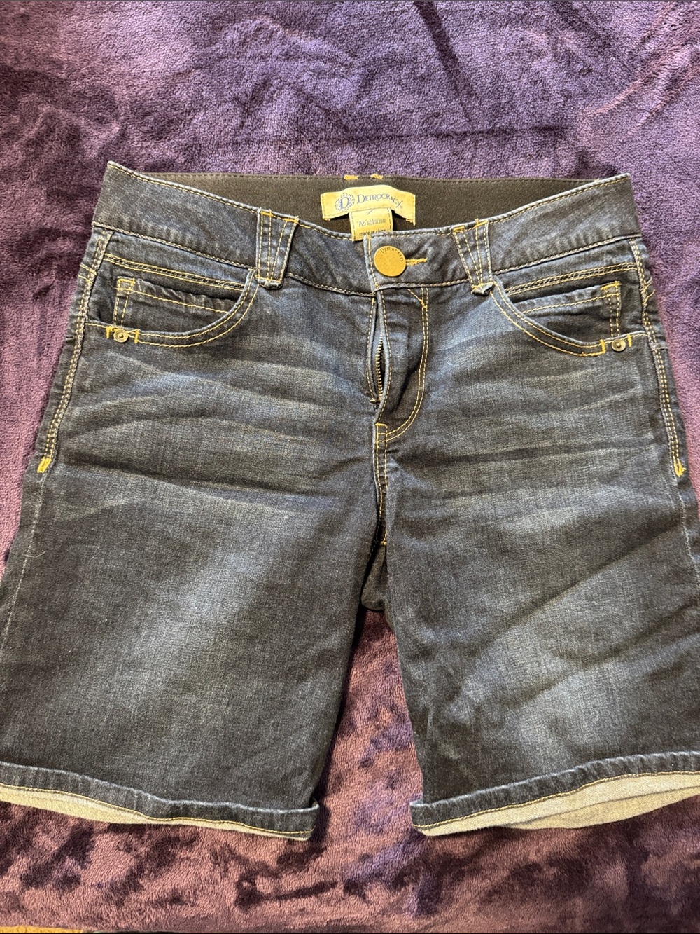 Democracy Ab Soultion tummy control DenimWomen's Dark Blue Jean Shorts